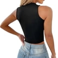 thumbnail image 3 of Women's Tennis Tanks Fashionable Solid Hollowed Out Sleeveless Top for Elegant Everyday Wear Black M, 3 of 5