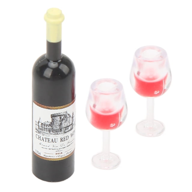 Casa de muñecas modelo vino tinto 1:12 micromodelo vino tinto Mini juguete para decoración de escritorio artesanías para el hogar