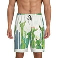 thumbnail image 2 of Rocae Cartoon Cactus for Men's Soft Sleep Pajama Shorts, Waistband and Pockets, 2 of 9