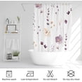 thumbnail image 5 of Watercolor Floral Shower Curtain, Plum Beige Flower Shower Curtain for Bathroom, Modern Minimalist White Waterproof Fabric Shower Curtain Set with Hooks 72x72 Inch, 5 of 7