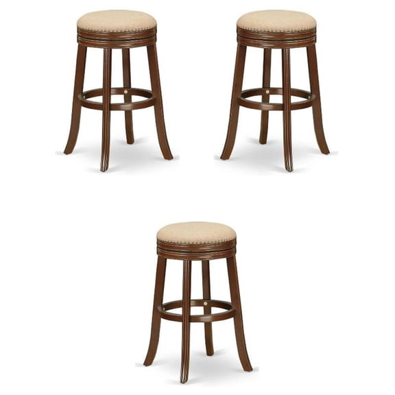 Home Square 30" Wood Backless Bar Stool in Mocha & Mahogany - Set of 3