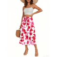 thumbnail image 2 of WTOBBY Women's Casual Bohemian Floral Print Skirt Temperament Pocket Design, Stylish Comfortable Skirt for Women Outdoor Cafes Shopping and Weekend Outfits,Hot Pink M, 2 of 4