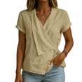 thumbnail image 3 of TGSLY Adjustable Wrap Side Tie Tops for Women Breathable Soft V Neck Short Sleeve Blouses Loose Fit Dressy Casual Solid Color T-Shirts M, 3 of 8