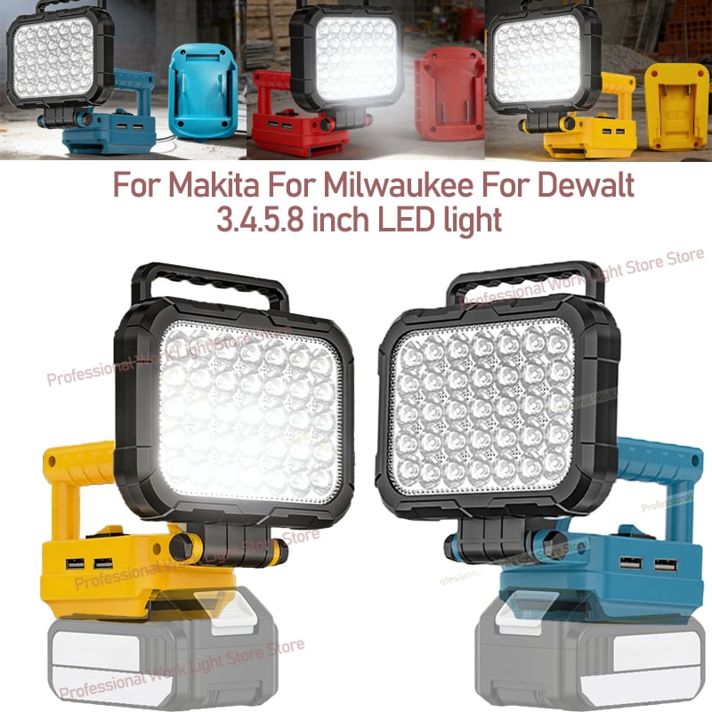 3" Power Tool Parts For De*walt 20V Battery LED Work Lights Outdoor Lamp Hand Lantern Spotlight USB Charger