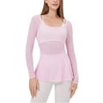 thumbnail image 2 of Aloohaidyvio Long Sleeve Tops for Women No Boundaries Trendy Spring See Through Sheer Blouse Slim Fitted Going Out Layering Shirts, 2 of 6