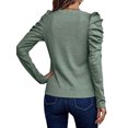 thumbnail image 5 of NFTOEIULA Women Crew Neck Buttons Puff Long Sleeve Tunic Shirt, 5 of 7