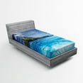 thumbnail image 1 of Ambesonne Turquoise Fitted Sheet, Ocean Mountain Palms, Twin Size, Turquoise Green, 1 of 2