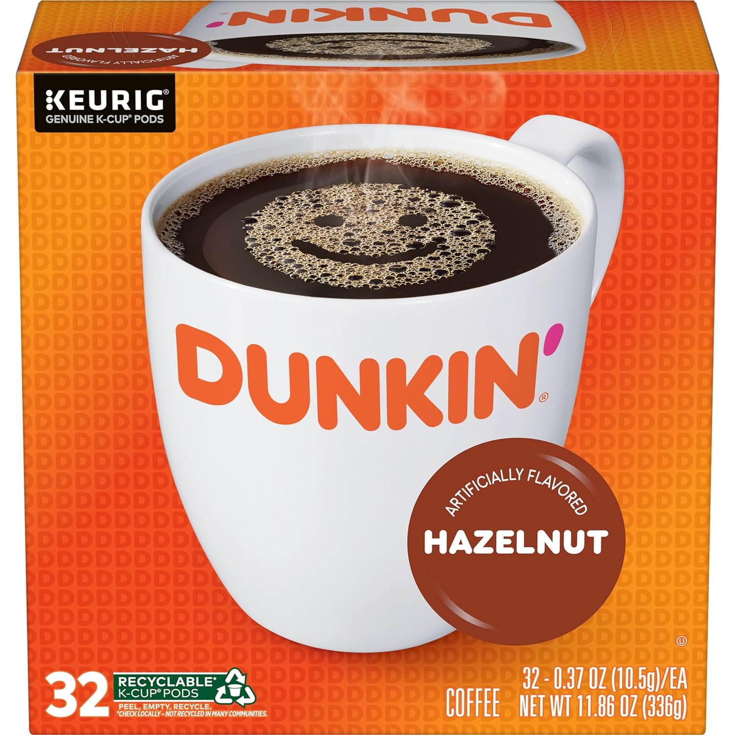 Dunkin' Hazelnut Flavored Coffee, 128 Keurig K-Cup Pods