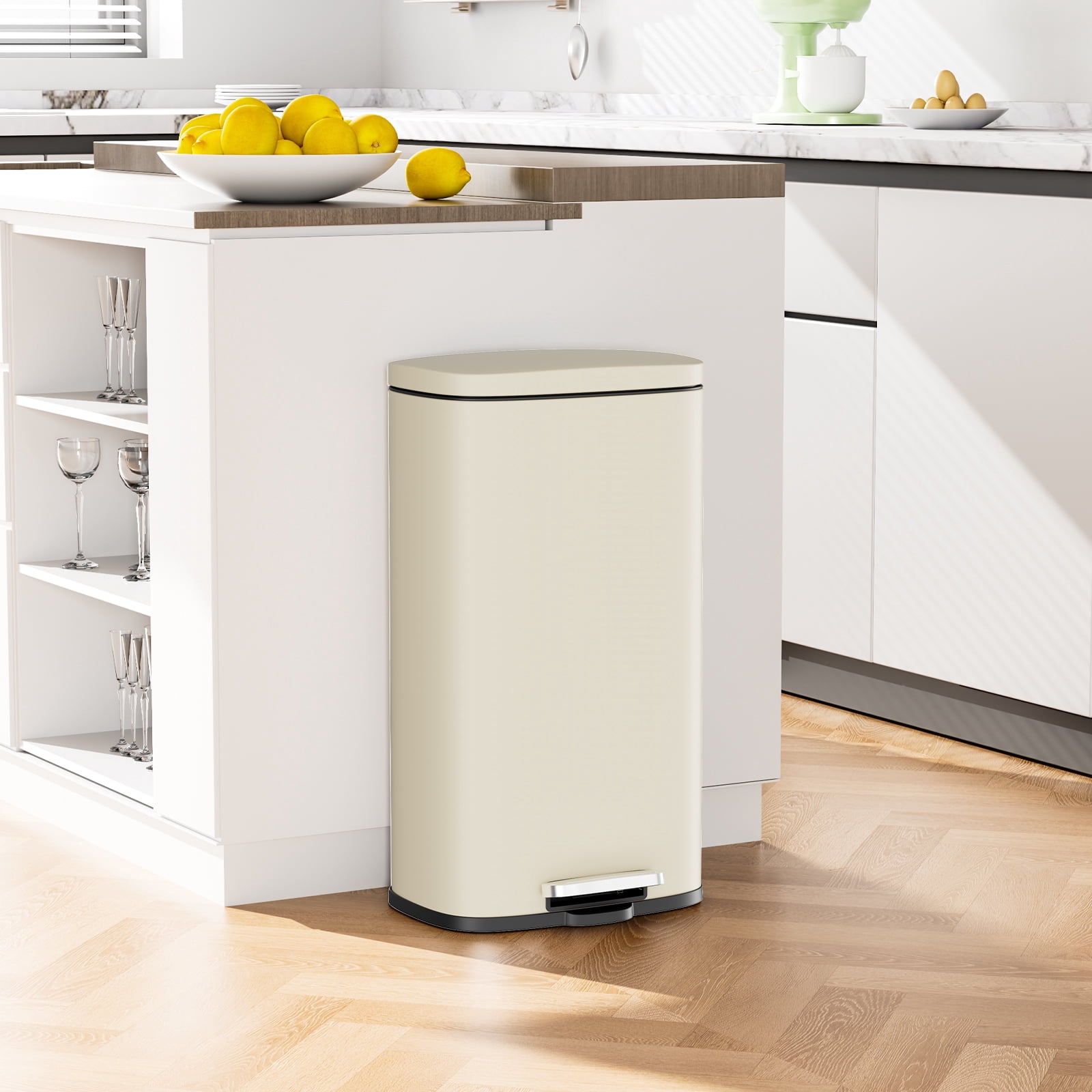 Arlopu 13.2 Gallon Trash Can, Stainless Steel Kitchen Garbage Bin for Kitchen Home Office