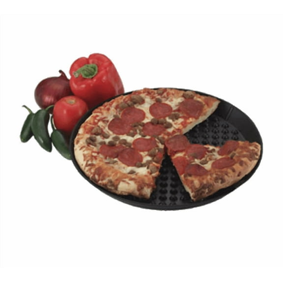 FSE Pizza Pleezer, 14" dia., patented elevators, microwavable and dishwasher safe, polypropylene, charcoal (12 each per case)