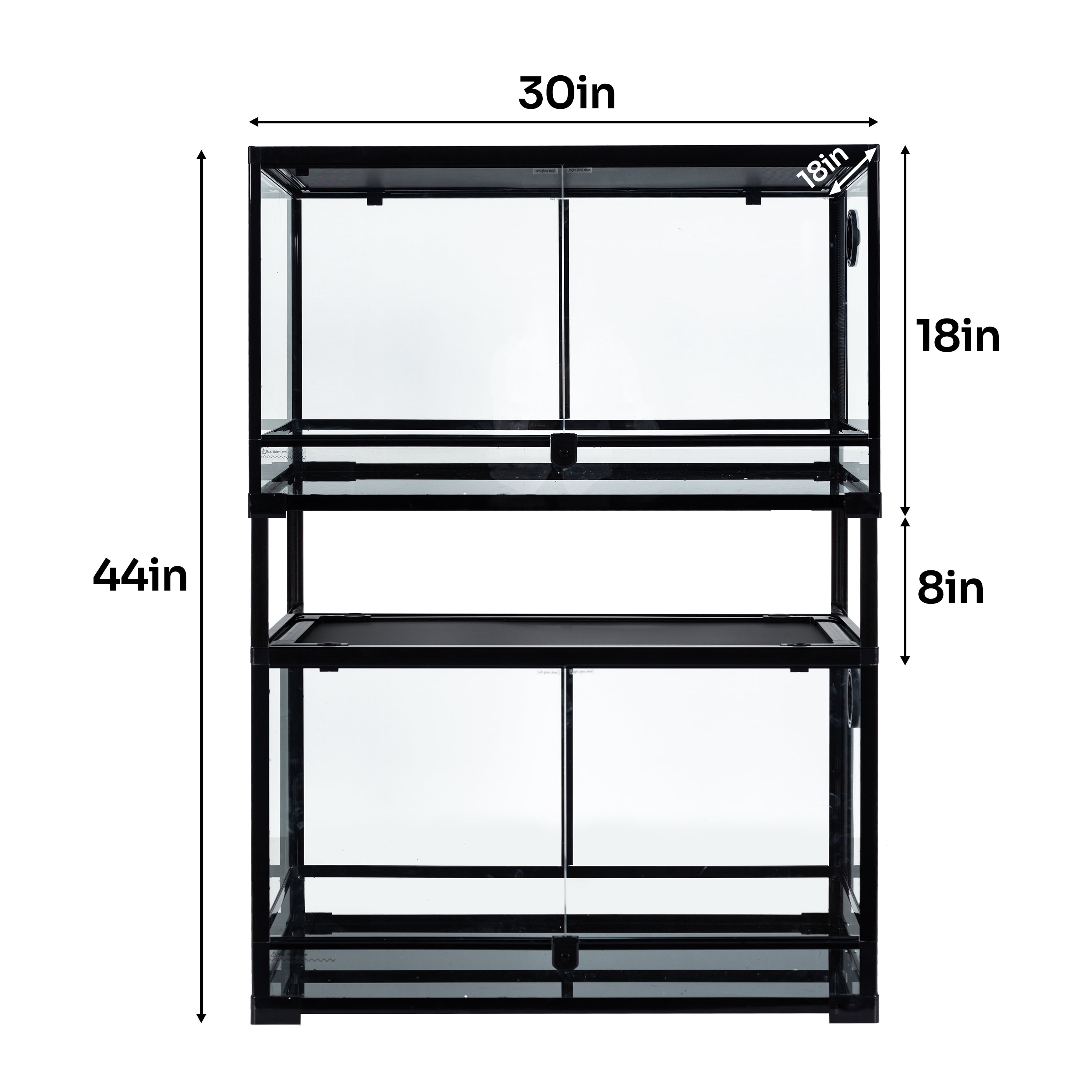 GUZZLO 2-Layer 40 Gallon Full Tempered Glass Reptile Terrarium, Easy Assembly