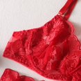 thumbnail image 4 of Gibobby Ropa interior mujer Conjunto de lencería sexy de encaje suave para mujer, ropa interior transparente con aros de encaje floral(Rojo, M), 4 of 5