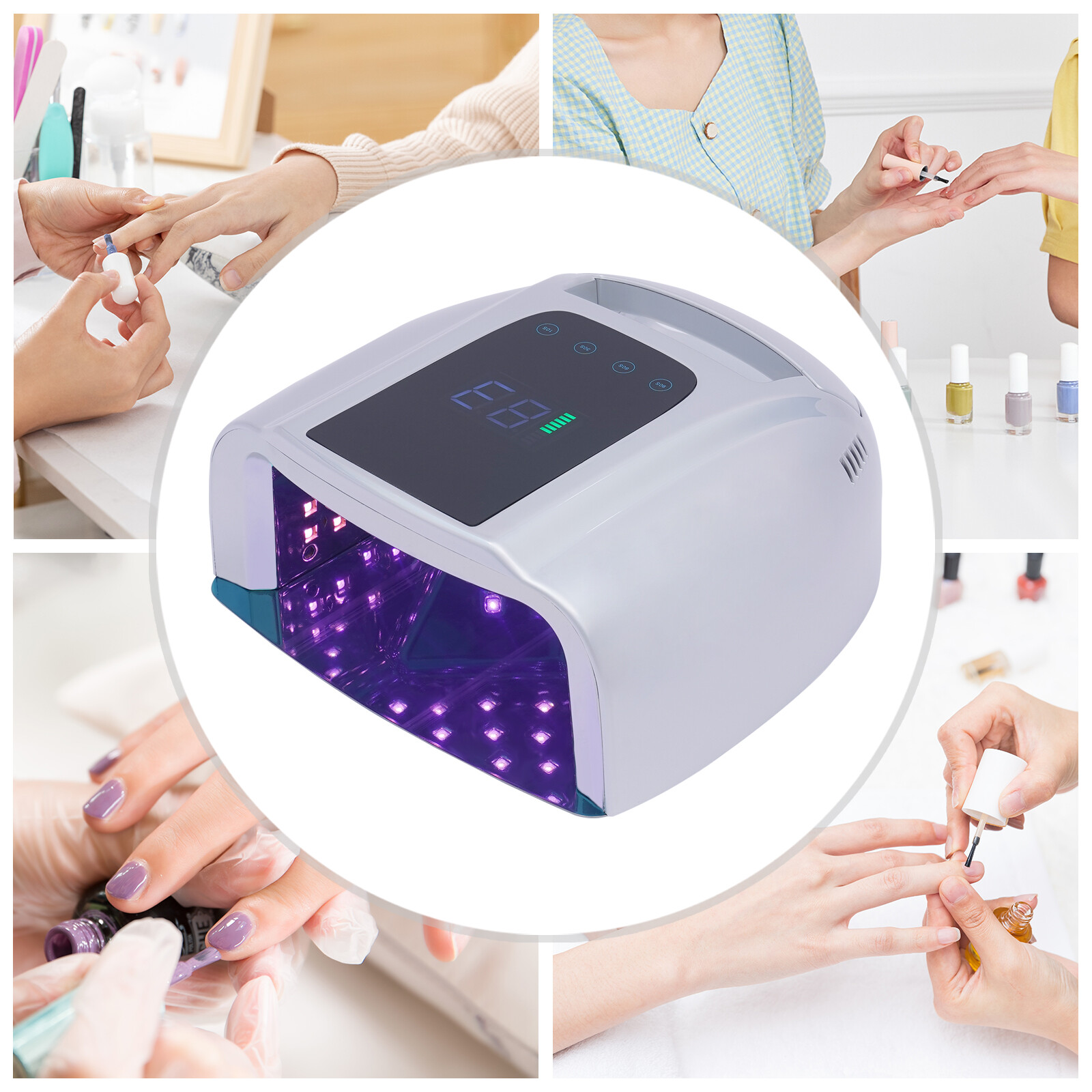 Professional Rechargeable 96W UV LED Portable Cordless UV Light for Nail Lamp Machine with Removable Stainless Steel Bottom (9*8.7*3.8in)