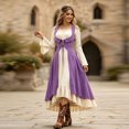 thumbnail image 4 of KLHDSF Women's's Medieval Renaissance Costume Cosplay Over Dress | 2 Pics Set,Long Flare Sleeve,Renaissance faire,Cosplay, Halloween Purple S, 4 of 7