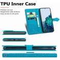 thumbnail image 4 of LEDEX Leather Flip Wallet Case Card Holder Embossed Mandala Floral Pattern Premium SKYXD Luxury 3D for Samsung Galaxy S22 (Blue), 4 of 7