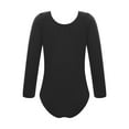 thumbnail image 2 of Eandarui Fleece-Lined Dance Leotard Solid Color Long Sleeve Ballet Gymnastics Bodysuit for Kids Girls Black 160, 2 of 7