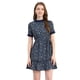 thumbnail image 1 of INSPIRE CHIC Vestido Floral De Mujer Gasa Con Volantes Ribete Lazo En La Cintura Elegante Verano Vestidos Hasta La Mitad Del Muslo Azul oscuro L, 1 of 5