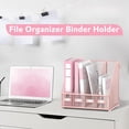 thumbnail image 3 of INTIGE Metal Office Desk File Holder with 4 Vertical Compartments, Desktop Magazine File Holder, Pink, 3 of 6
