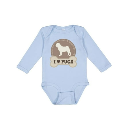 

Inktastic Pug Dog - I Love Pugs Gift Baby Boy or Baby Girl Long Sleeve Bodysuit