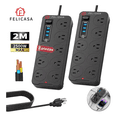 thumbnail image 1 of 2 Piezas Multicontactos Usb 2500w Cable De Cobre De 2 Metros Con 8 Salidas+3 Usb+1 Tipo C Xtellar negro, 1 of 3