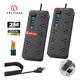 thumbnail image 1 of 2 Piezas Multicontactos Usb 2500w Cable De Cobre De 2 Metros Con 8 Salidas+3 Usb+1 Tipo C Xtellar negro, 1 of 3