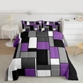 thumbnail image 2 of Feelyou Geometric Anstract Full Size Comforter Sets for Adult, Purple Grey Square Bedding Comforter Set, Modern Fashion Reversible Bedding Sets, Ultra Soft Home Decor, 3-Piece, 2 of 8