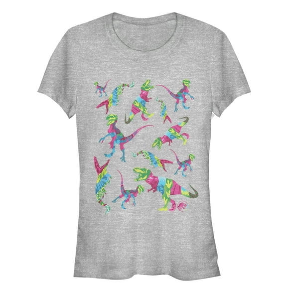 Junior's Jurassic World: Fallen Kingdom Rainbow Dinosaurs Graphic Tee Athletic Heather X Large