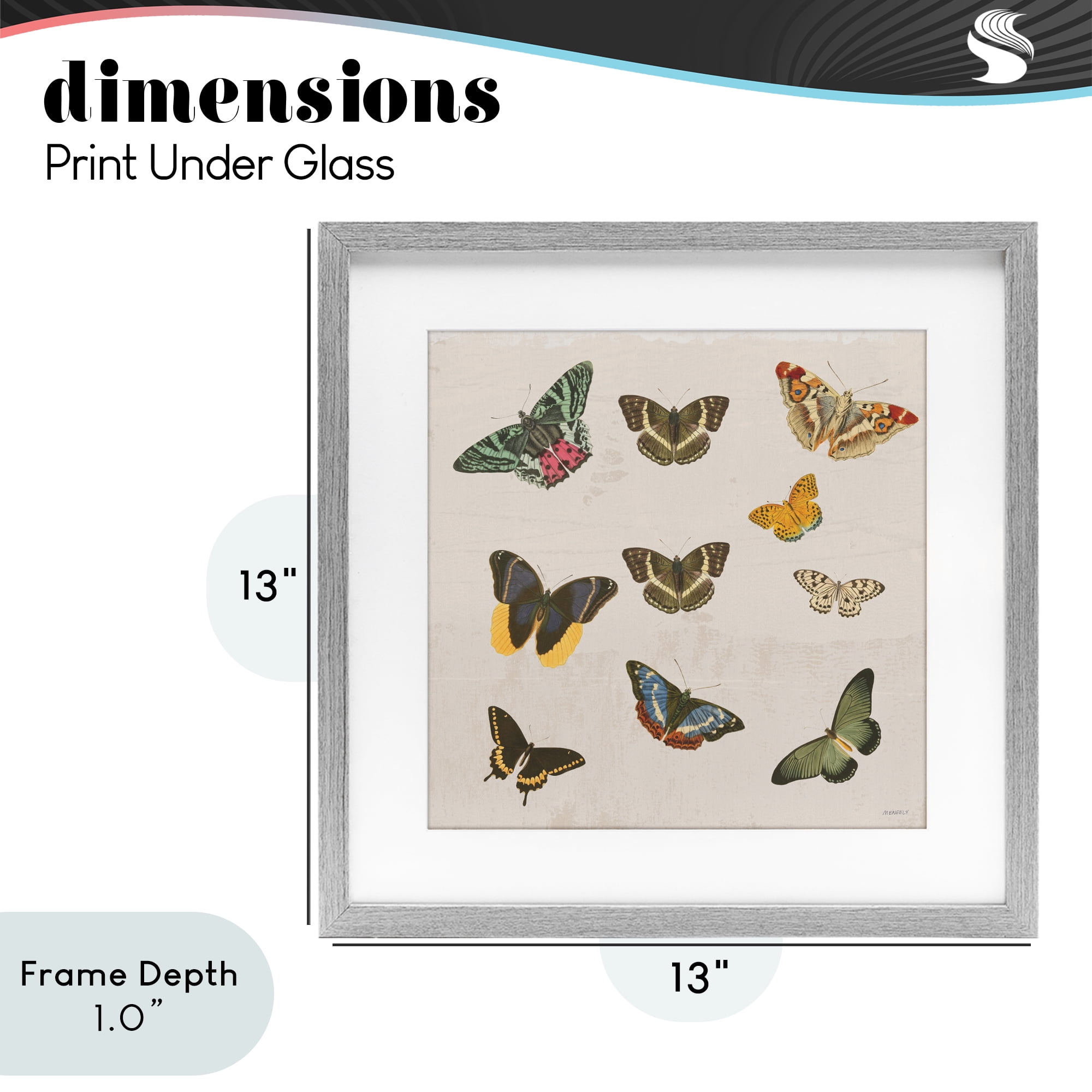 Stupell Industries Antique Butterfly Flight Gray Framed Print Under Glass, design by Dan Meneely