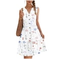thumbnail image 4 of ClodeEU Women's All Over Print V-Neck Sleeveless Maxi Dress ,Beach Casual Tank Dress with Button-Front Detail White,Womens Plus XL, 4 of 6