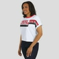 thumbnail image 5 of Women's WEAR by Erin Andrews White San Francisco 49ers Cropped Center Stripe Dolman T-Shirt, 5 of 6