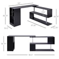 thumbnail image 2 of Black Modern L-Shaped Home Office Desk - 3-Tier Storage Shelves & Built-In Bookshelf, 2 of 7