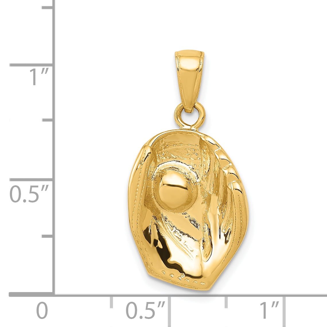 Solid 10k White Gold Softball Glove and Ball Pendant Necklace