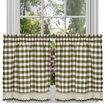 Traditional Elegance Buffalo Check Window Curtain Tier Pair - 58x36 - Sage