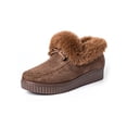 thumbnail image 1 of MAWCLOS Mocassins pour Femmes Bout Rond Doublés en Peluche Antidérapants Marron 5, 1 of 6