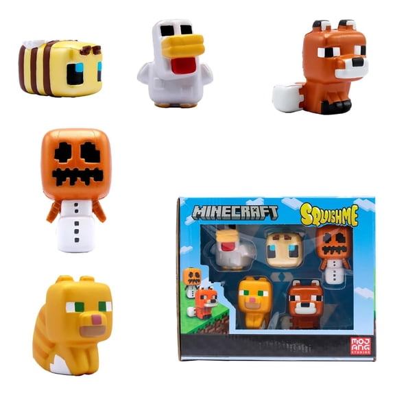 Minecraft 5 Piece SquishMe Collectors Box, Recommended for Children Ages 3=