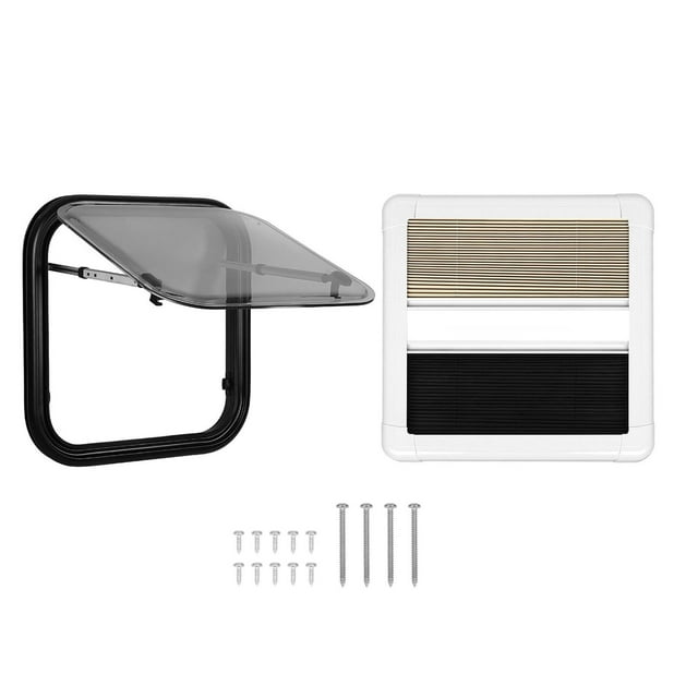 RV Window With Blackout Curtain 75° Opening Angle H500mm W500mm Cutout Push Out Window for RV Camper Trailer Van