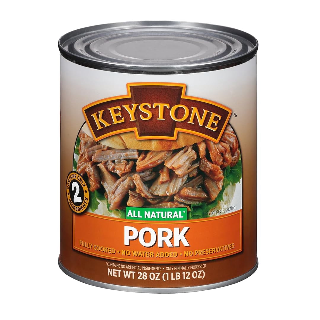 (6 Cans Pack) Keystone All Natural Pork 28 oz Can ✅ Emergency Survival Food For Camping Hiking and Backpacking Ready to Eat ✅