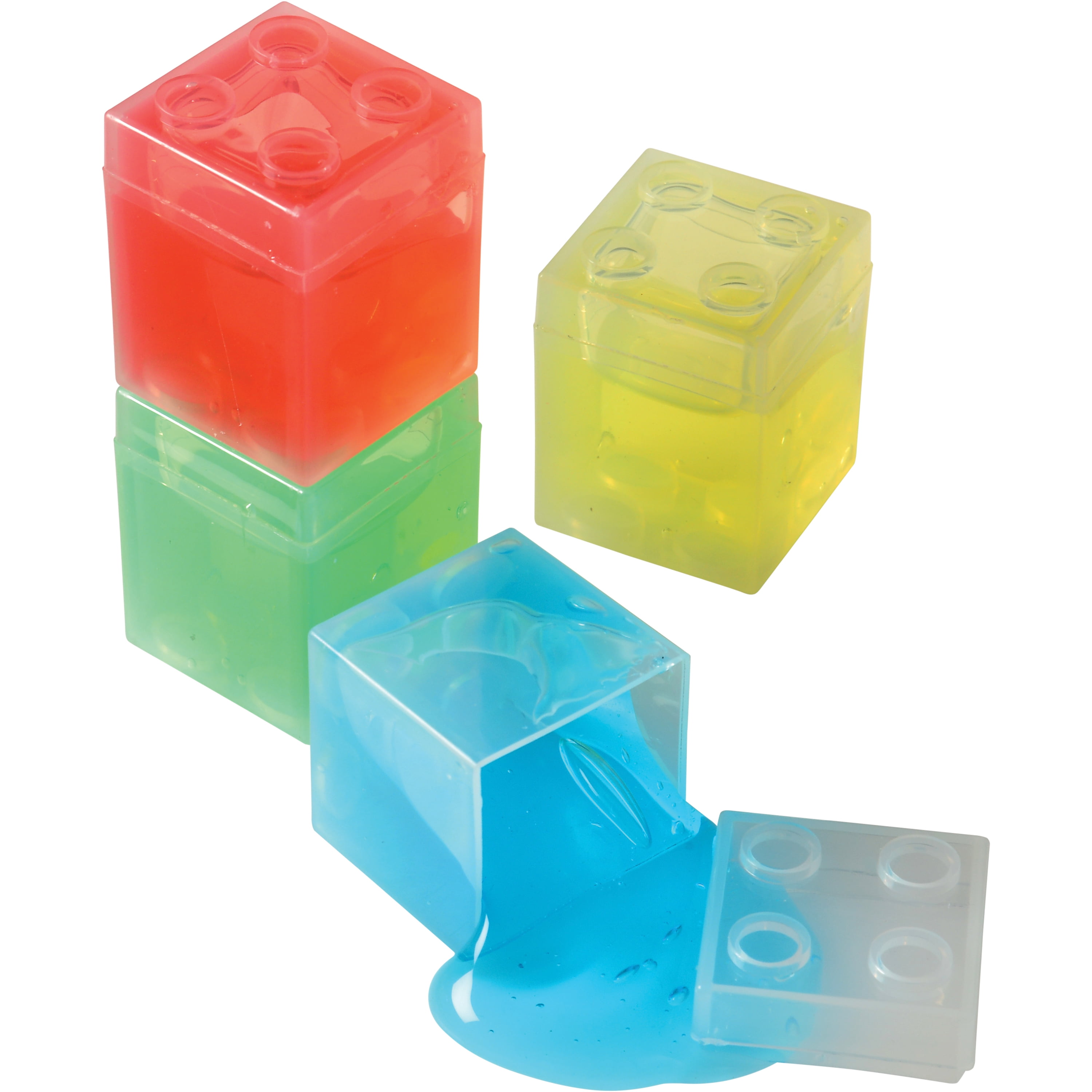 Building Block Filled with Slime 2.5" Party Favors, Assorted, 4 Pack