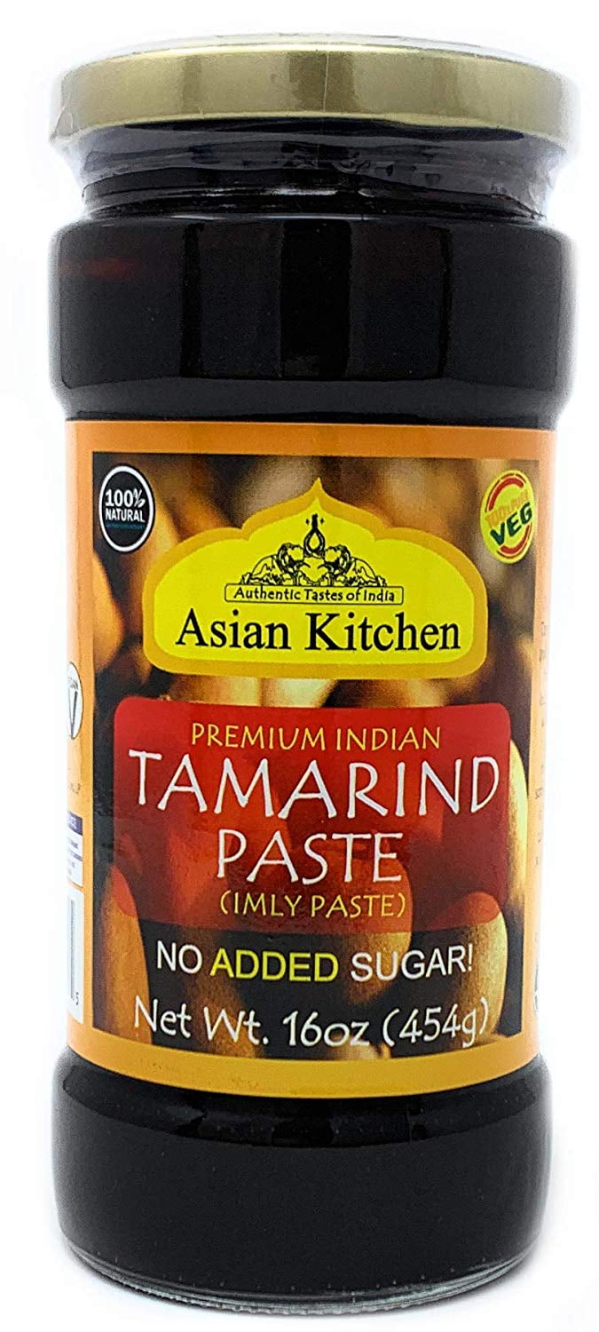 Asian Kitchen Tamarind Paste Puree (Imli) 16oz (1lb) Glass Jar, Gluten