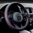 thumbnail image 3 of Car Styling Steering Wheel Cover Contrast Non-Slip Breathable PU Leatherette 38cm Black, 3 of 4