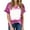 Hot Pink womens tops, variant on Pimelu Womens Summer Tops 2024 Tops for Women Cute Tops for Women Summer V Neck Short Sleeve Basic Fit Tee Shirts Going out Fashion Tie Dye Print Ladies Blouses