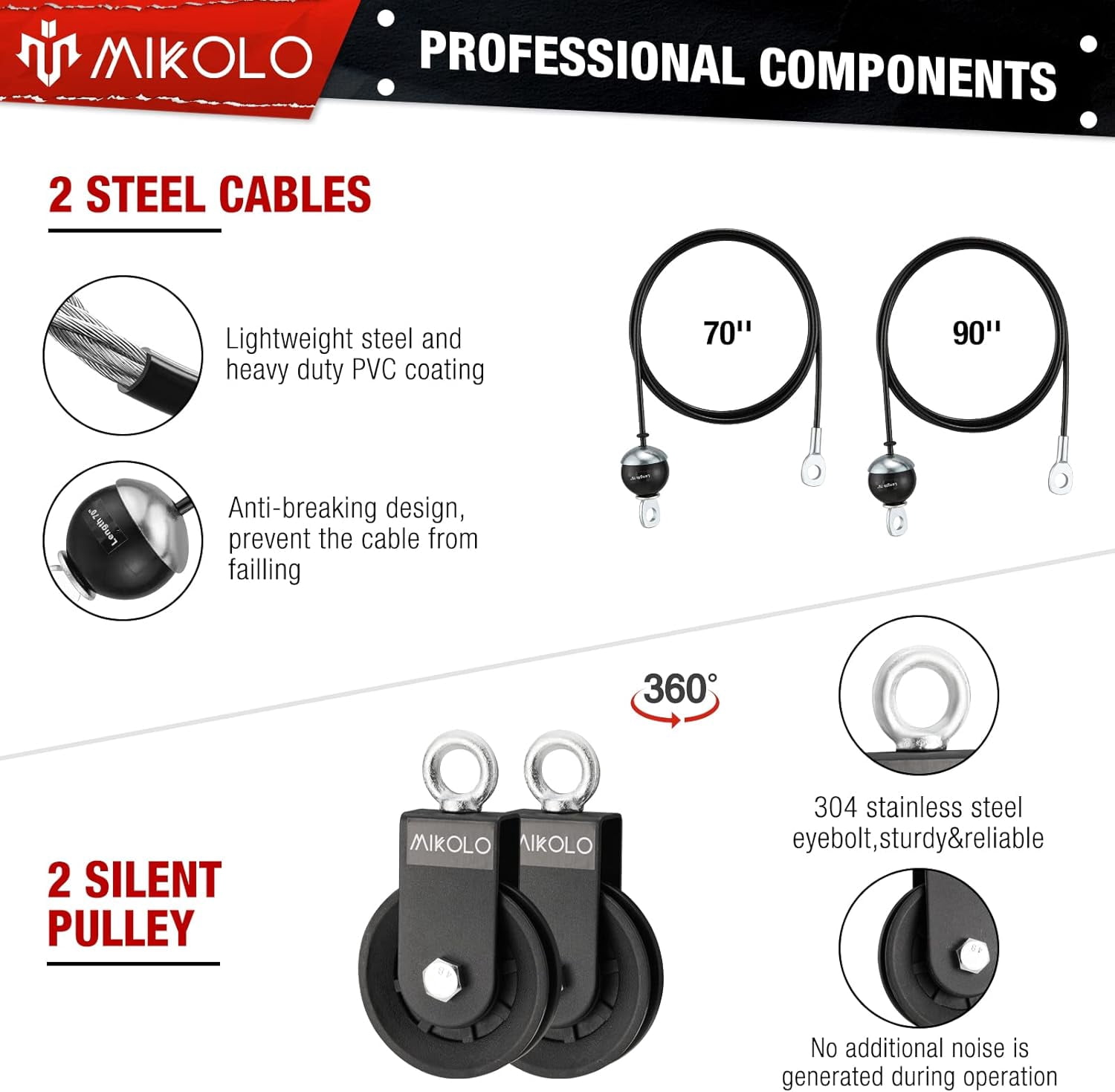 Upgraded Weight Lift Pulley System with Adjustable Cable for Full Body Home Gym Training