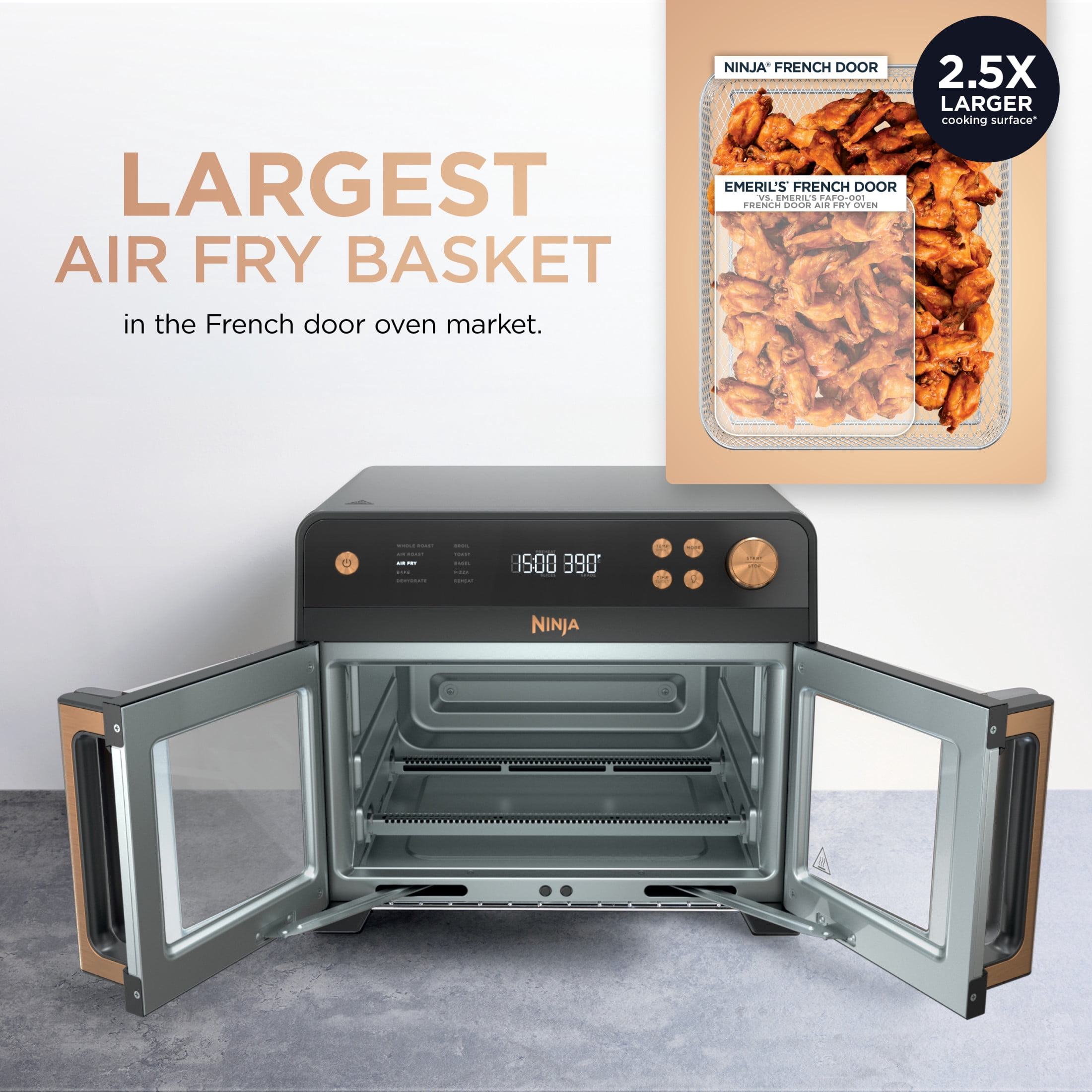 Ninja French Door 10-in-1 Countertop Oven, with Smart Surroundair Technology and Air Fry Function, Dishwasher Safe, 7 Pieces, FO101 Black