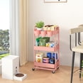 thumbnail image 4 of Carrito utilitario JIUYOTREE de plástico de 3 niveles, color rosa, 4 of 8