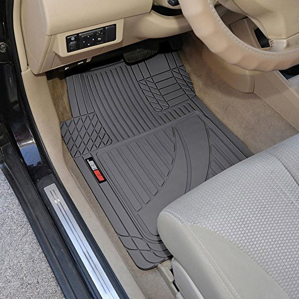 Motor Trend Flex Tough Advanced Gray Rubber Car Floor Mats with Cargo Liner  Full Set Front  Rear Combo Trim to Fit Floor Mats for Cars Truck Van SUV,  All Weather