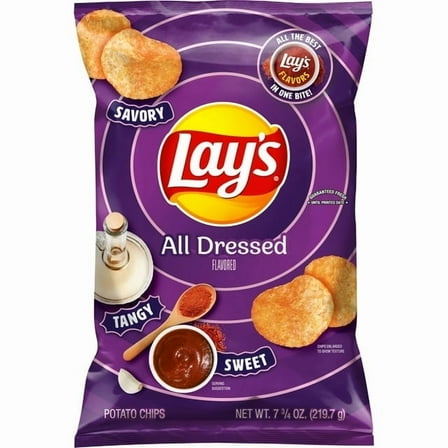 Lays All Dressed Potato Chips 7.75 oz Bag - 4 pack