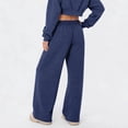 thumbnail image 5 of Wide Leg Sweatpants Women Baggy Comfy Fleece Low Rise Sweatpants Soft Drawstring Yoga Pants with Pockets Cute Joggers Thermal Winter Warm Baggy Sweat Pants with Pockets Navy S, 5 of 6