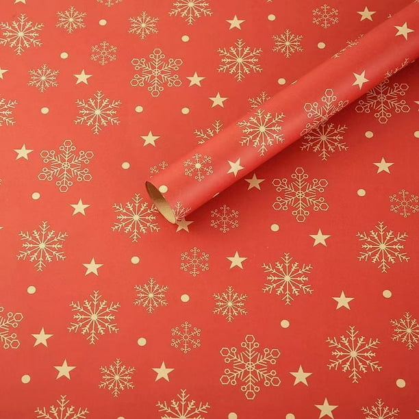 Xiao Hua Flores, regalos, decoraciones para cajas de regalo, regalos, papel para envolver flores (papel para envolver copos de nieve rojos navideños engrosados, 74 x 50 cm, rojo)