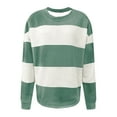thumbnail image 4 of Lightweight Sweatshirts Womens Trendy Striped Colorblock Crewneck Pullover Oversized Sweatshirt Long Sleeve Tops (XL, Green), 4 of 4