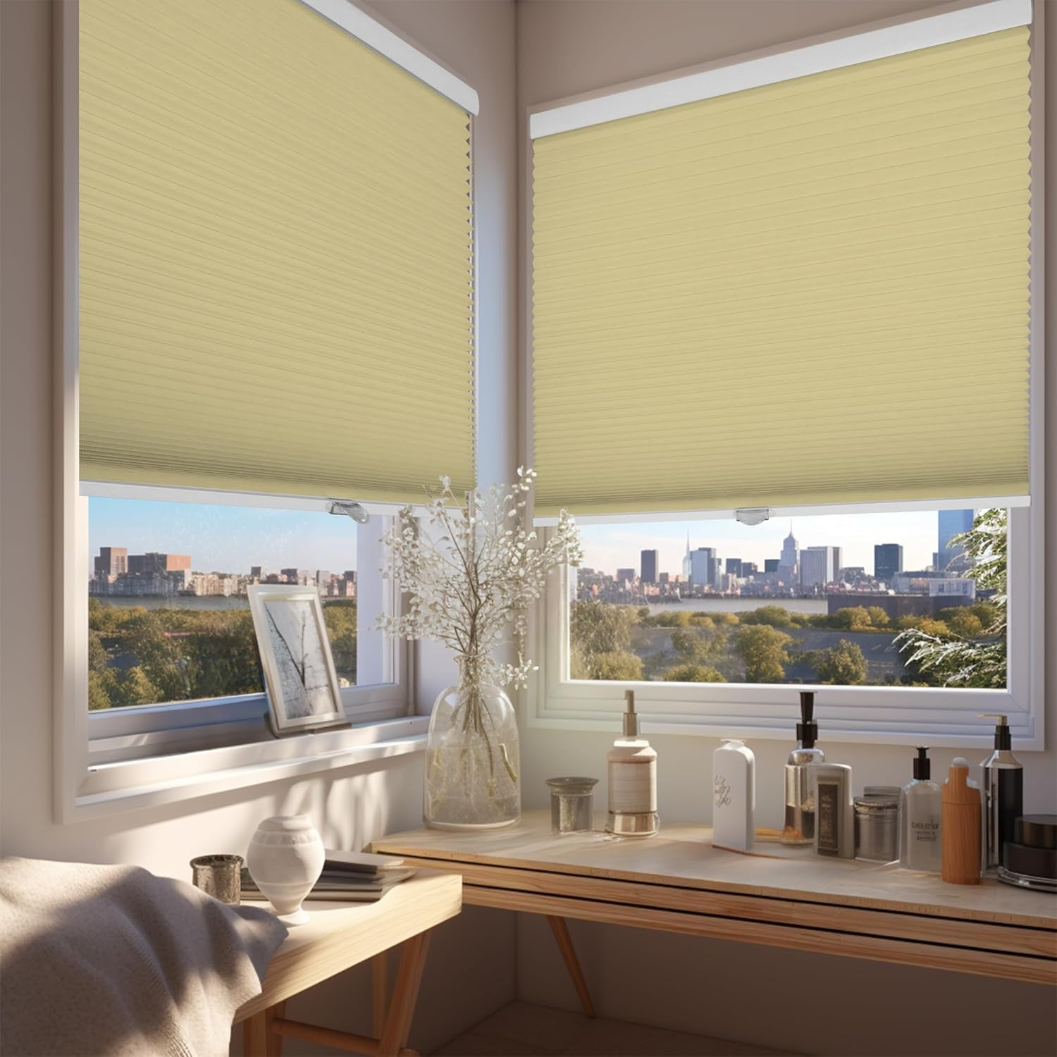 Chicology Cream Cordless Blackout Cellular Shades 34.25 in. W x 48 in. L
